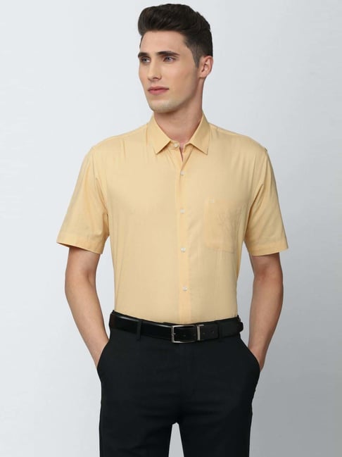 Peter England Yellow Regular Fit Shirt