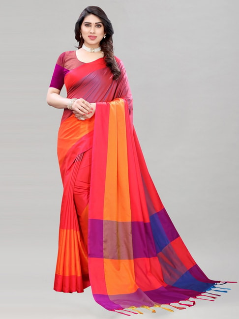 Satrani Multicolored Saree With Unstitched Blouse Price in India