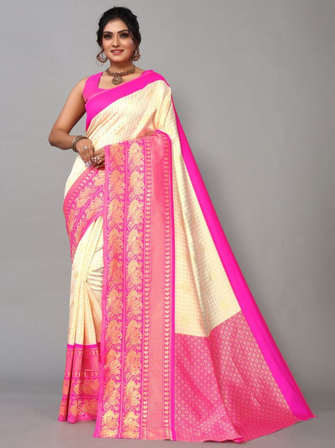 Satrani Green Woven Saree With Unstitched Blouse Price in India