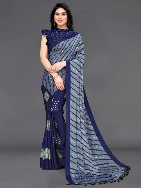 Printed Foil Work Grey Bandhani Silk Saree, 6.3 m (with blouse piece) at Rs  370 in Surat