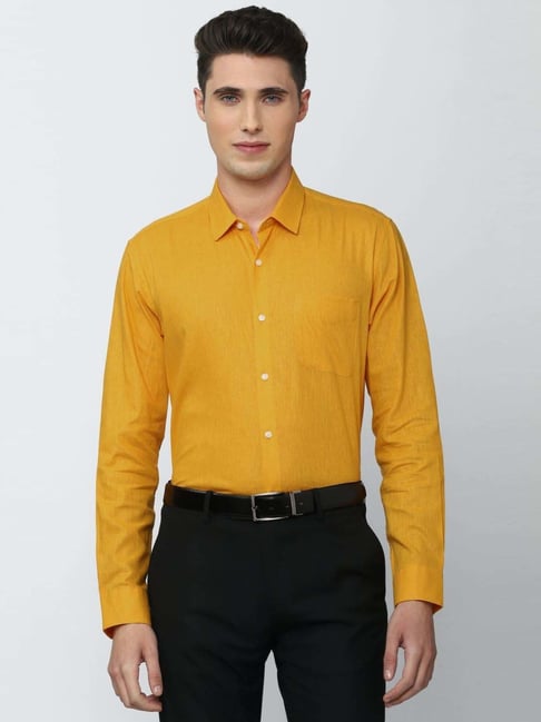 Peter England Yellow Regular Fit Shirt