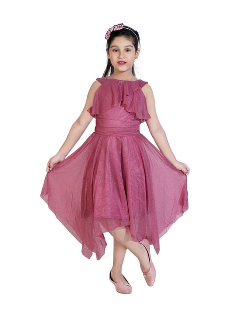 Tiny Girl Kids Onion Pink Regular Fit Dress