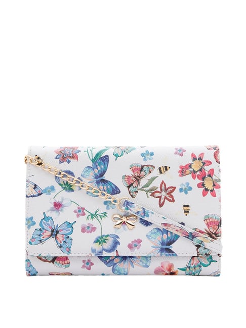 Globus White Printed Small Wallet for Women