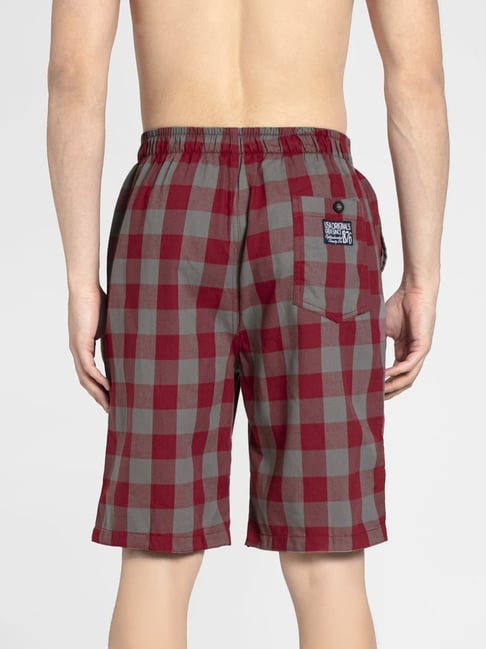 Buy Jockey Red Charcoal Check Nightwear Shorts for Men s Online Tata CLiQ