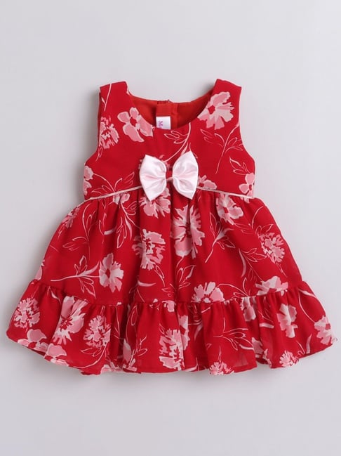 Many Frocks Kids Red Floral Print Dress