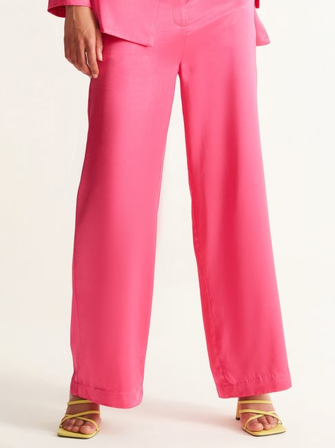 Bright Pink Tailored High Waist Wide Leg Trousers  New Look