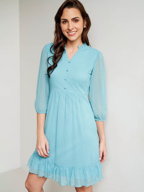 AND Sea Green Skater Dress Price in India