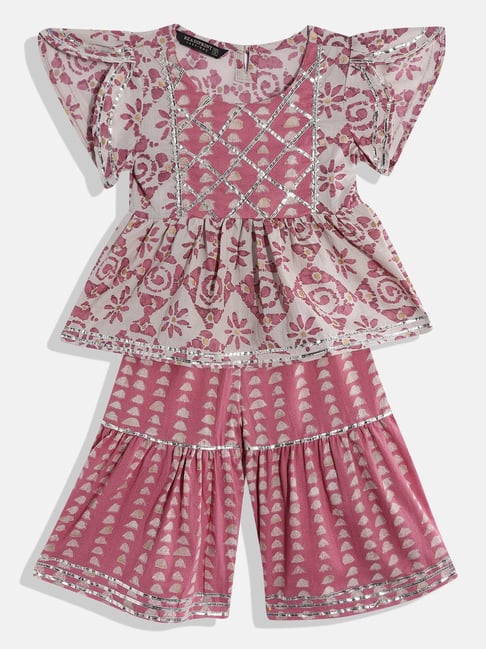 READIPRINT FASHIONS Kids Mauve Printed Kurta with Sharara-picture-16