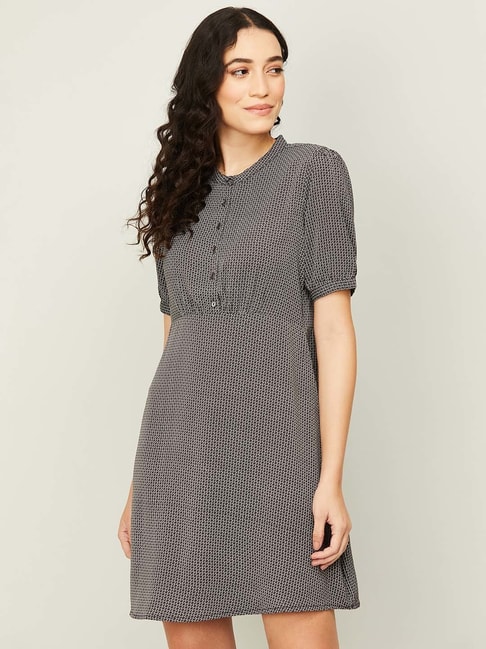 Code by Lifestyle Grey Printed A-Line Dress Price in India