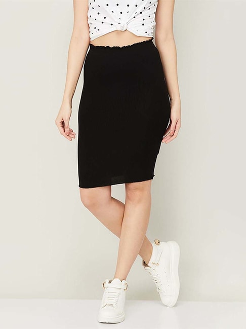 Ginger by Lifestyle Black Shift Skirt Price in India