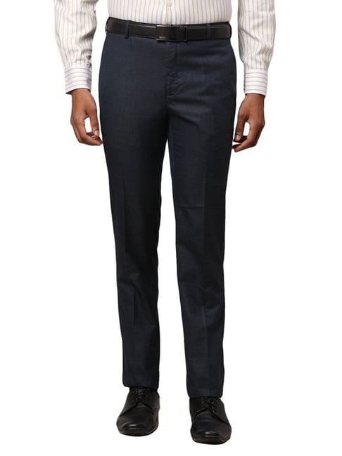 Raymond Blue Slim Fit Checks Trousers-picture-38