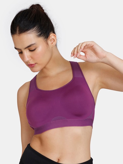 Zelocity by Zivame Purple Printed Sports Bra With Removable Padding