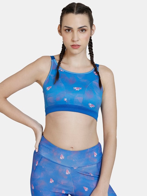 Buy Zelocity by Zivame Blue Printed Sports Bra for Women's Online