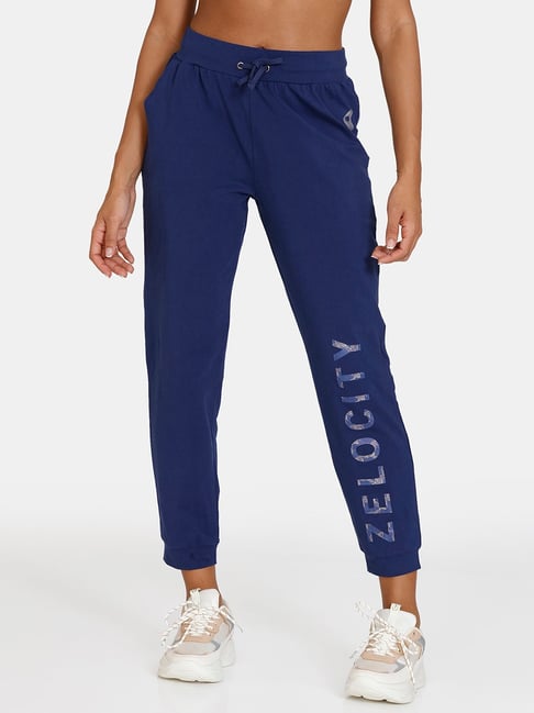 Buy Zelocity by Zivame Blue Logo Print Joggers for Women's Online