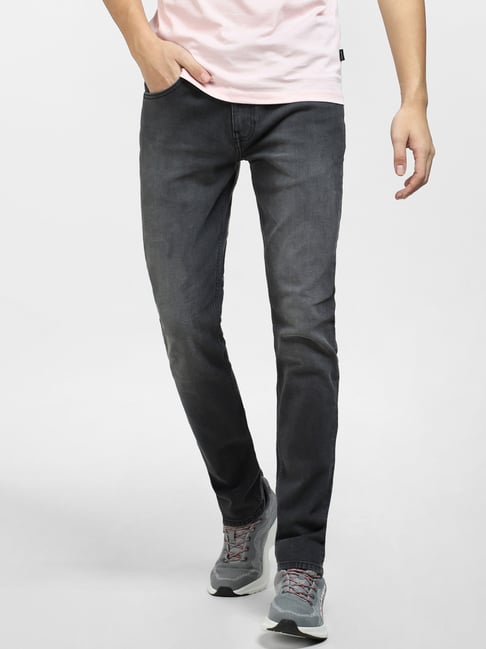 Jack Jones Dark Grey Slim Fit Low Rise Jeans