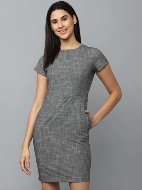 Allen Solly Grey Chequered Shift Dress Price in India