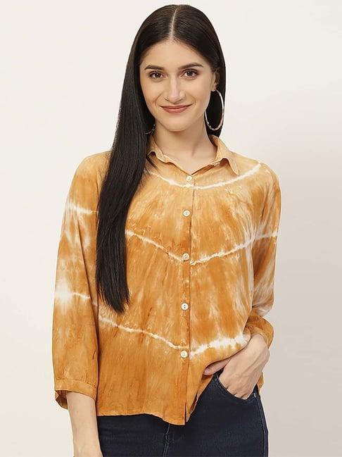 Maaesa Mustard Tie & Dye Shirt-picture-31