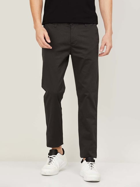 Buy LOUIS PHILIPPE SPORTS Black Solid Cotton Blend Tapered Fit Mens Trousers   Shoppers Stop