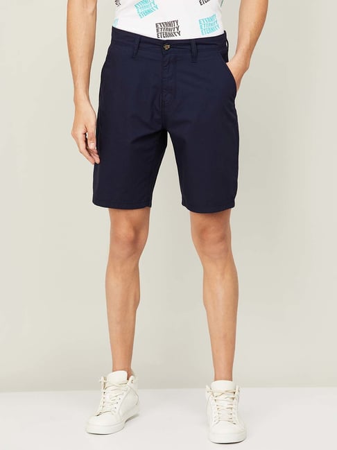 Fame Forever by Lifestyle Navy Blue Cotton Regular Fit Shorts