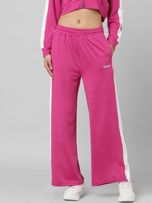 Buy Onion Pink Printed Shantung Slim Pants Online - W for Woman