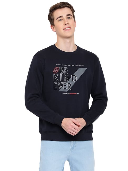 Buy Cantabil Navy Regular Fit Round Neck Printed Sweatshirt for Men's  Online @ Tata CLiQ
