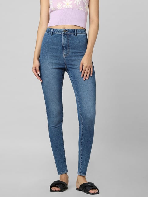 Only Blue Skinny Fit Mid Rise Jeans