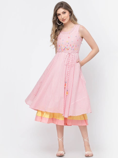 Branded Pink and Yellow Girls Fashion Frock With Inner And Outer 1038,  Size: 16-22 at Rs 750 in Lucknow