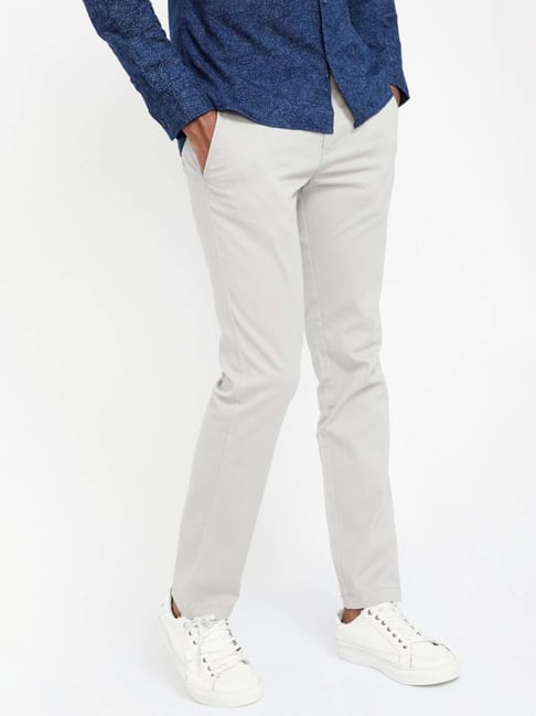 Buy Men Navy Check Slim Fit Trousers Online - 706843 | Van Heusen