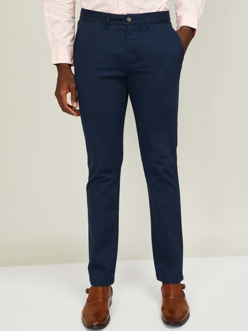 Buy Highlander Navy Blue Casual Checked Slim Fit Trousers for Men Online at  Rs748  Ketch