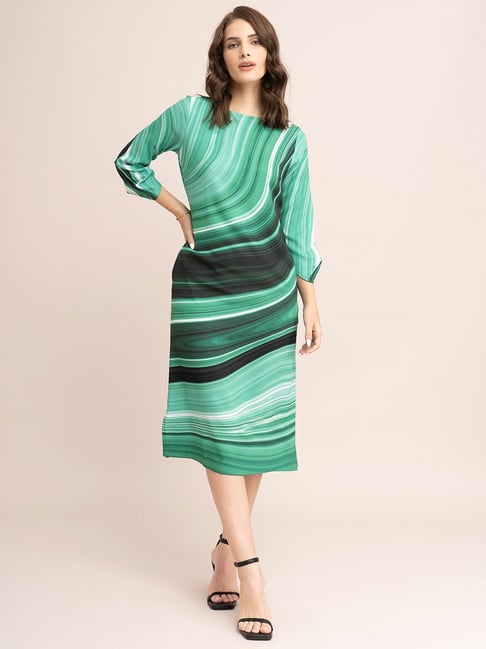 Fablestreet Green Printed Midi Dress-picture-21