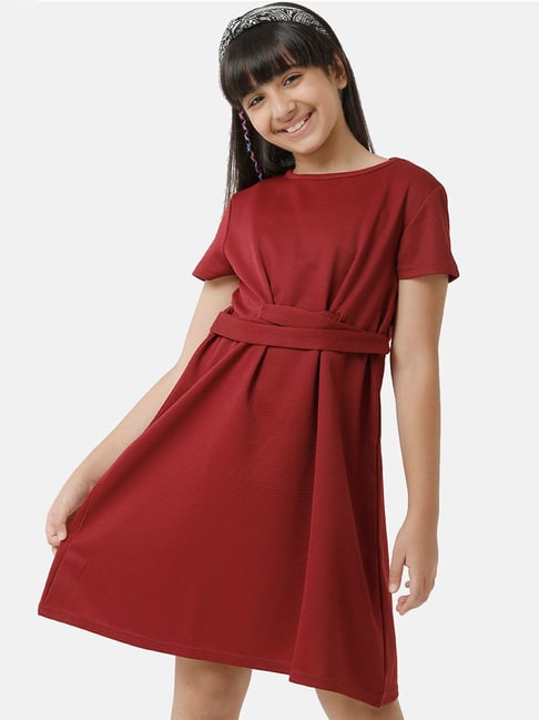 Under Fourteen Only Kids Maroon Regular Fit Dress-picture-23