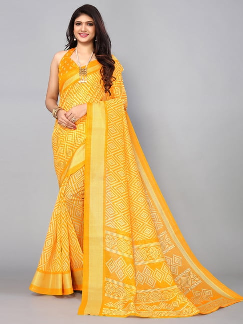 Shop the Handloom Woven Beauty: Yellow Maheshwari Silk Cotton Saree –  Luxurion World