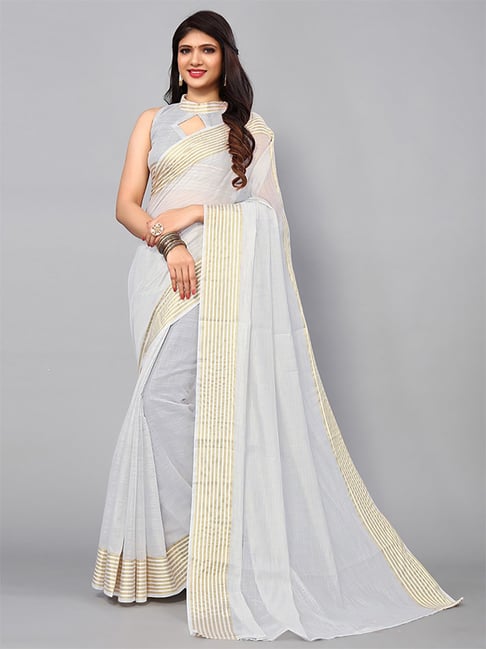 Satrani Grey Woven Saree With Unstitched Blouse Price in India