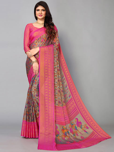 Satrani Multicolored Woven Saree With Unstitched Blouse Price in India