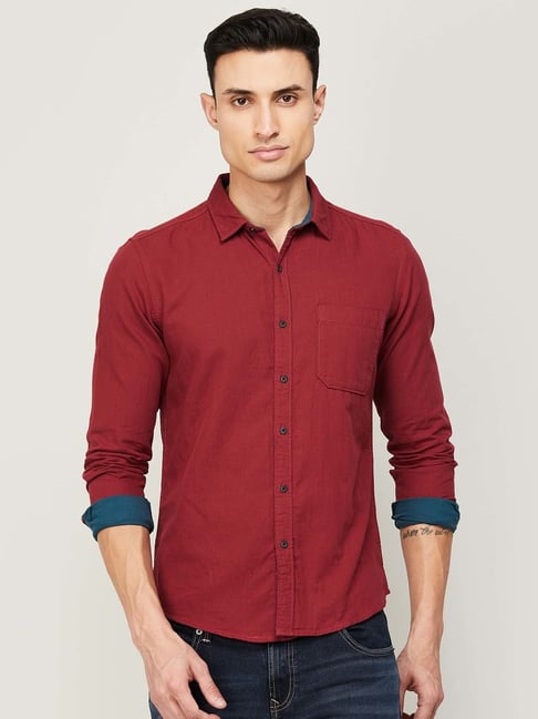 BOSSINI Red Slim Fit Shirt