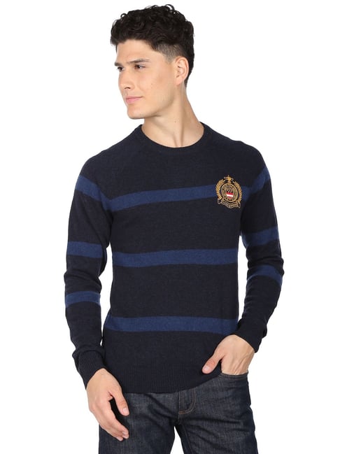 U S Polo Assn U.S. Polo Assn. Navy Blue Regular Fit Striped Sweater