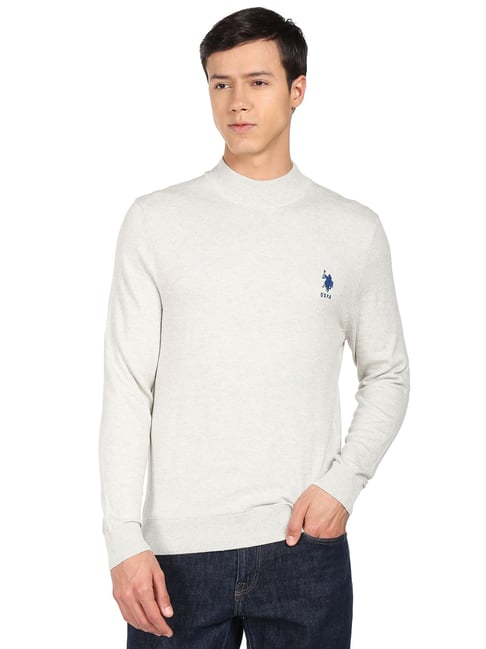 U S Polo Assn U.S. Polo Assn. White Cotton Regular Fit Sweater