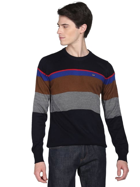 Arrow Sport Multicolor Regular Fit Striped Sweater