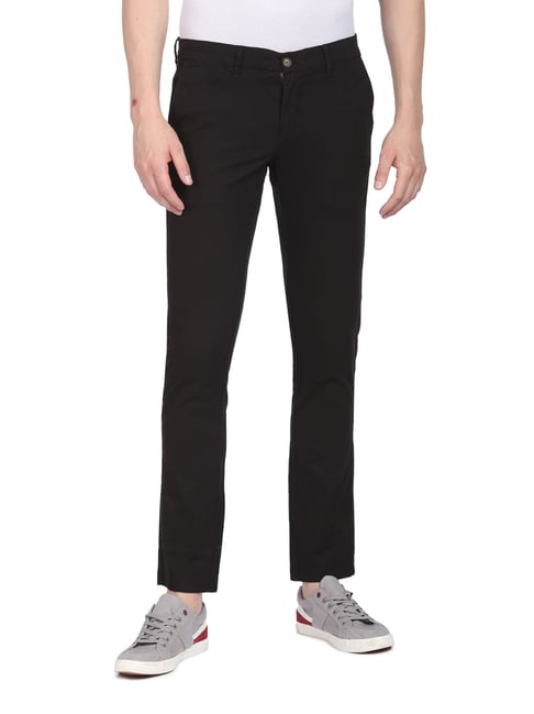 U S Polo Assn U.S. Polo Assn. Black Cotton Slim Fit Trousers