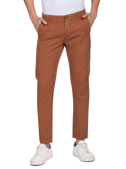 Buy Arrow Men Off White Madison Fit Solid Formal Trousers online
