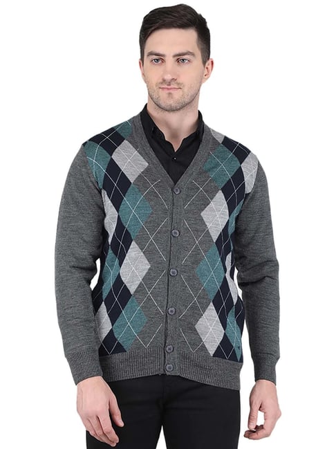 Buy Monte Carlo Grey Regular Fit Checks Cardigan for Mens Online Tata CLiQ