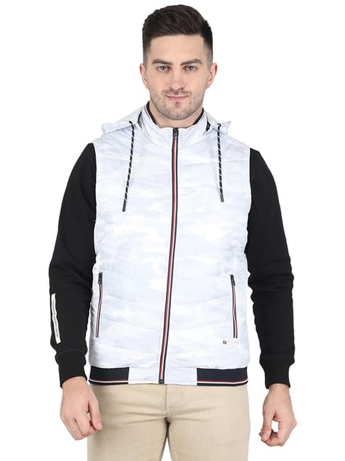 Buy t-base White Sleeveless Sporty Jacket for Mens Online India