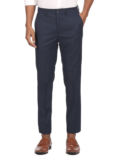 Navy skinny fit smart trousers | River Island