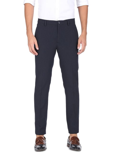 Navy Pinstripe Tapered Trousers | New Look