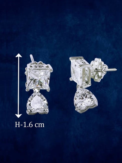 DiamonArt® Sterling Silver Heart Cubic Zirconia Stud Earrings , Color:  Silver - JCPenney