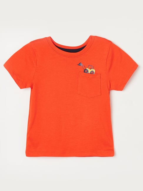 Buy Juniors by Lifestyle Orange Solid T-Shirt for Infants Boys