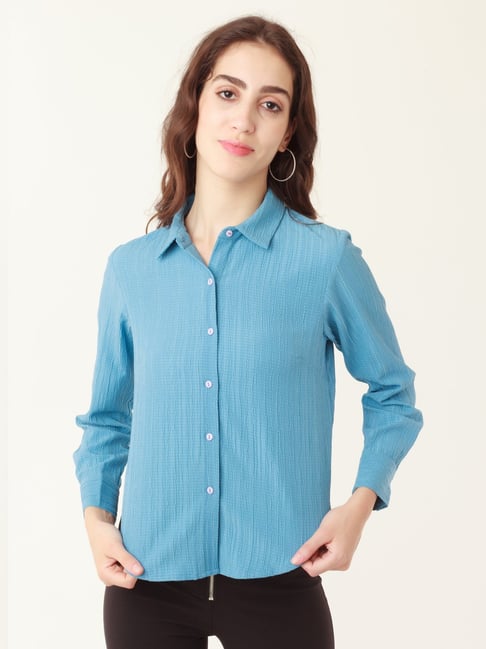 Buy Zink London Blue Shirt for Women's Online @ Tata CLiQ