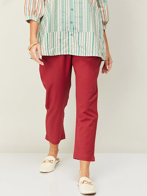 Linen trousers Faithfull The Brand Red size 4 US in Linen  26628458