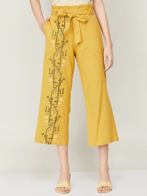 Colour Me by Melange Yellow Printed Pants