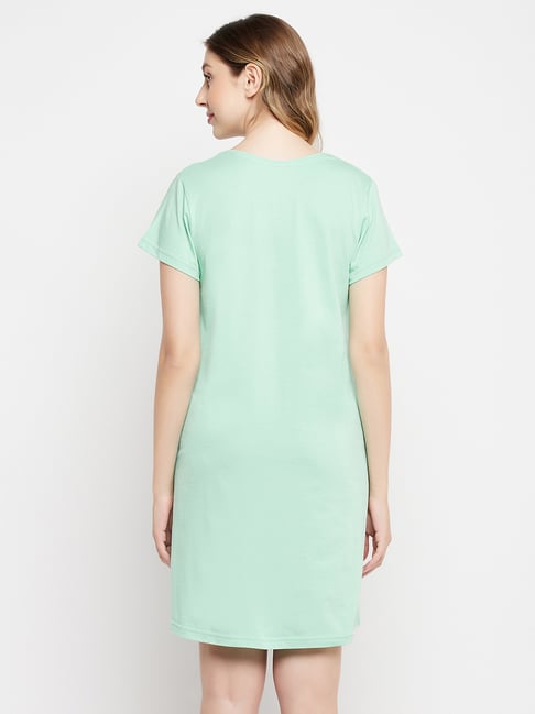 Clovia Cotton Sleep Shirt - Green